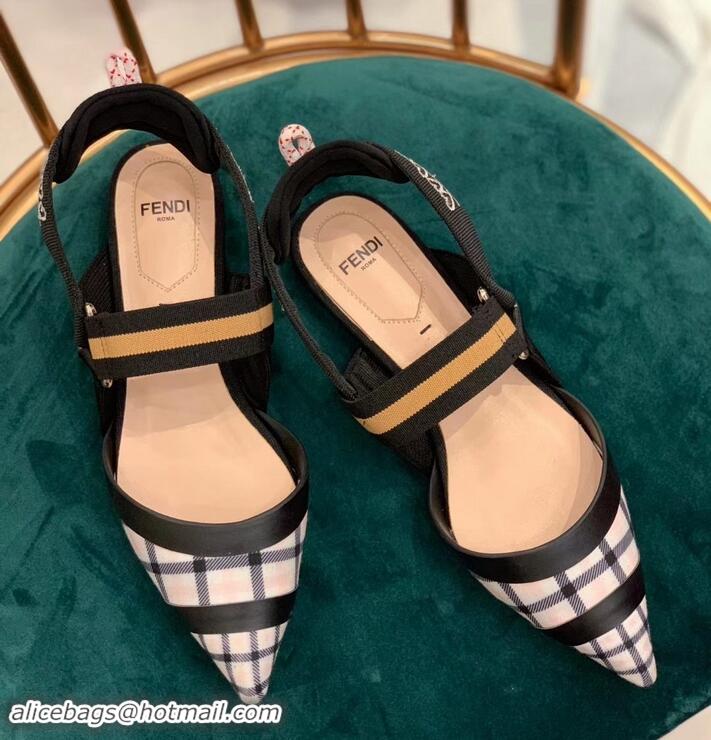 Best Design Fendi Multicolour Wool Slingbacks Sabots Flats Grid 709013 2019