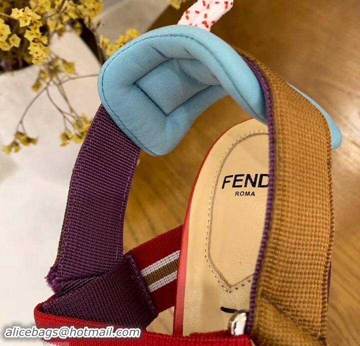 Good Quality Fendi Heel 5cm Multicolour Tech Mesh Slingbacks Pumps Red 709015 2019