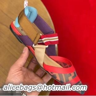 Discount Fendi Multicolour Tech Mesh Slingbacks Sabots Flats Red 709016 2019