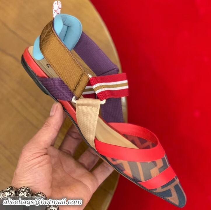 Discount Fendi Multicolour Tech Mesh Slingbacks Sabots Flats Red 709016 2019