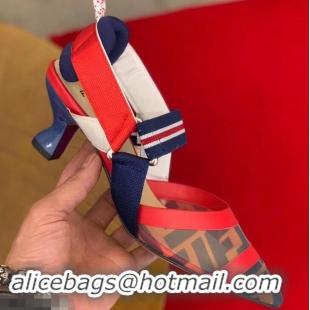 Affordable Price Fendi Heel 5cm Multicolour Tech Mesh Slingbacks Pumps Red/Blue 709017 2019