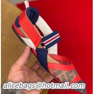 Cute Fendi Multicolour Tech Mesh Slingbacks Sabots Flats Red/Blue 709018 2019