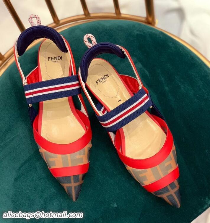 Cute Fendi Multicolour Tech Mesh Slingbacks Sabots Flats Red/Blue 709018 2019