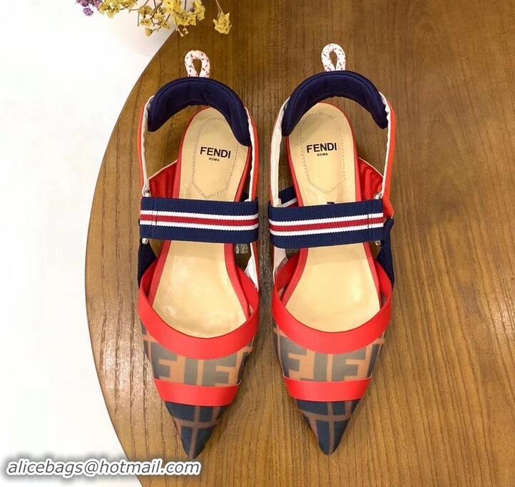 Cute Fendi Multicolour Tech Mesh Slingbacks Sabots Flats Red/Blue 709018 2019