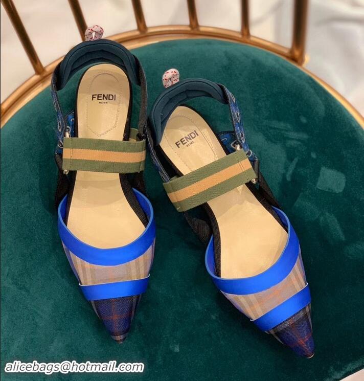 Modern Fendi Multicolour Tech Mesh Slingbacks Sabots Flats Blue 709023 2019