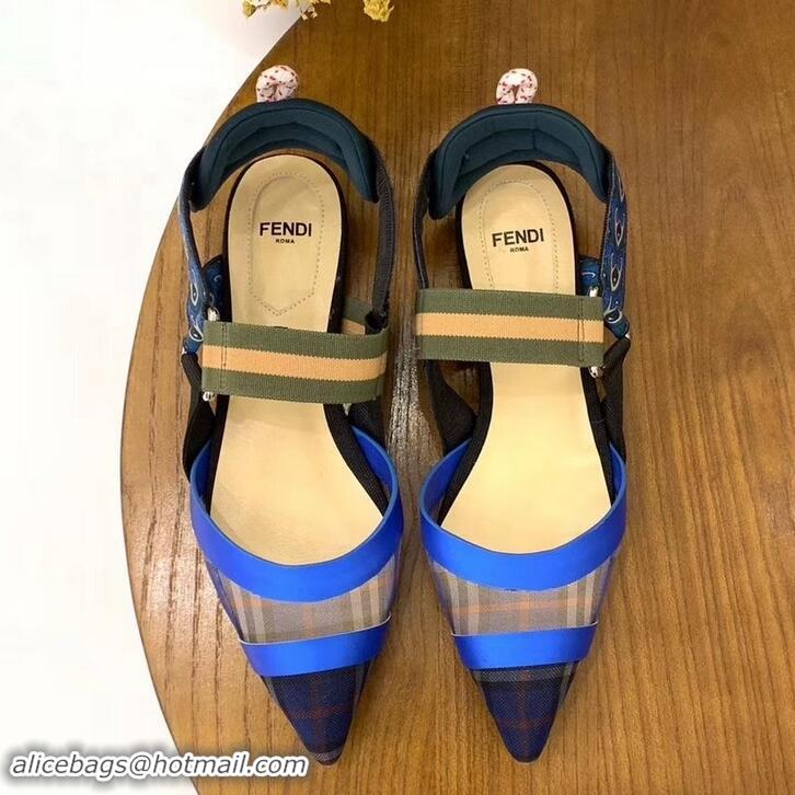 Modern Fendi Multicolour Tech Mesh Slingbacks Sabots Flats Blue 709023 2019