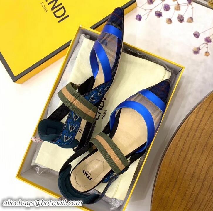 Modern Fendi Multicolour Tech Mesh Slingbacks Sabots Flats Blue 709023 2019