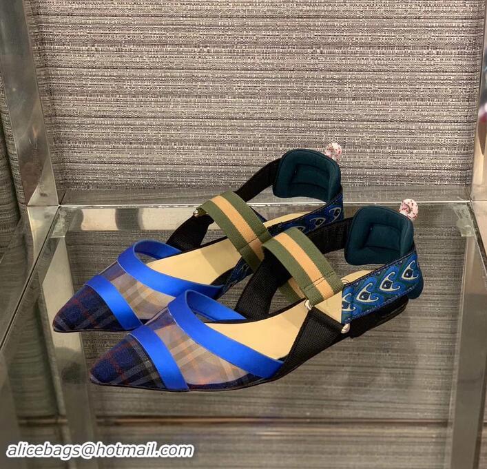 Modern Fendi Multicolour Tech Mesh Slingbacks Sabots Flats Blue 709023 2019