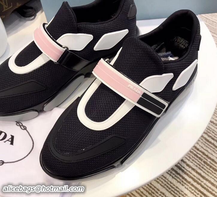 Promotional Prada Hook and Loop Fastener Strap Cloudbust Sneakers 709028 Black/Pink 2019