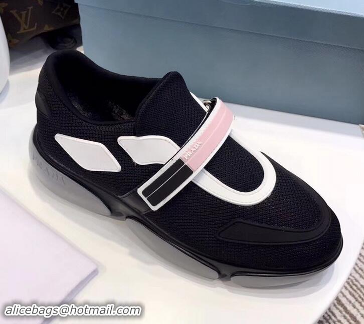 Promotional Prada Hook and Loop Fastener Strap Cloudbust Sneakers 709028 Black/Pink 2019