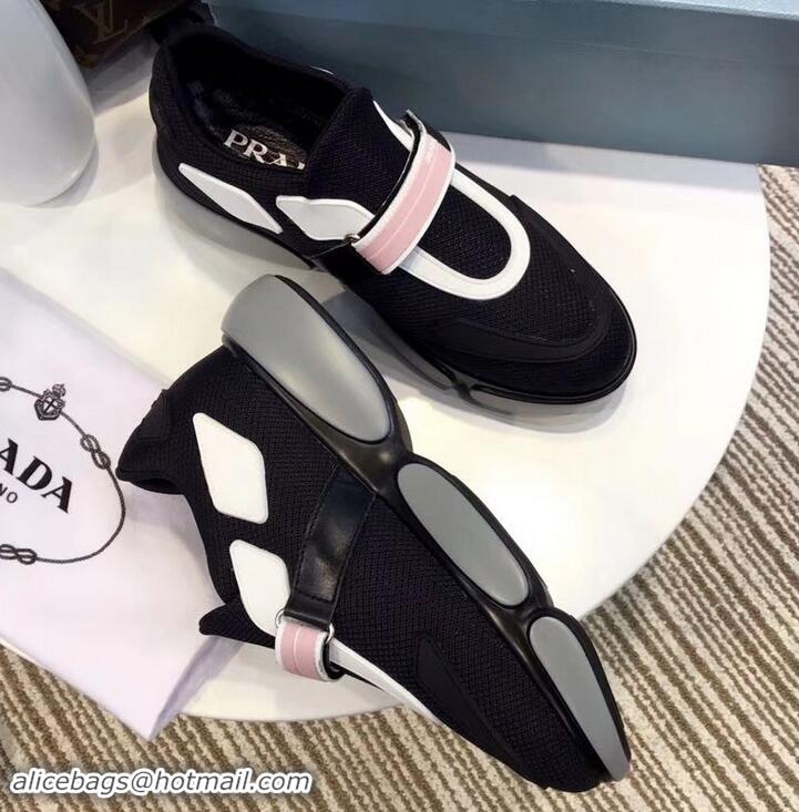 Promotional Prada Hook and Loop Fastener Strap Cloudbust Sneakers 709028 Black/Pink 2019