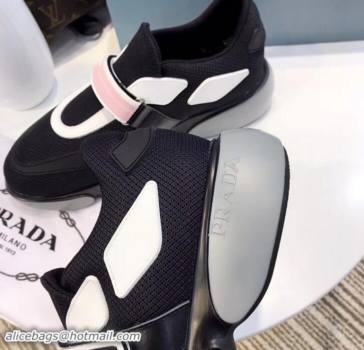 Promotional Prada Hook and Loop Fastener Strap Cloudbust Sneakers 709028 Black/Pink 2019