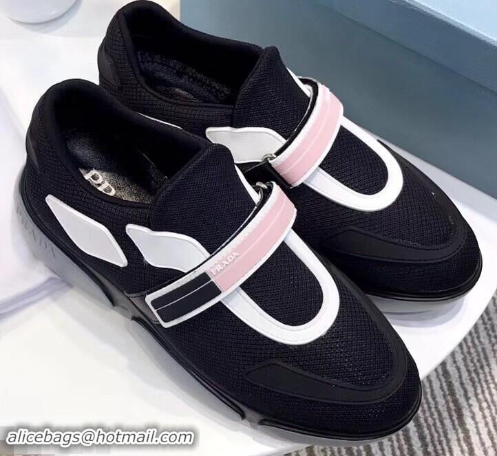 Promotional Prada Hook and Loop Fastener Strap Cloudbust Sneakers 709028 Black/Pink 2019