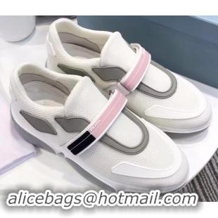 Design Prada Hook and Loop Fastener Strap Cloudbust Sneakers 709028 White/Pink 2019