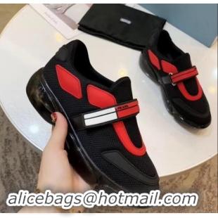 Elegant Prada Hook and Loop Fastener Strap Cloudbust Sneakers 709028 Black/Red 2019