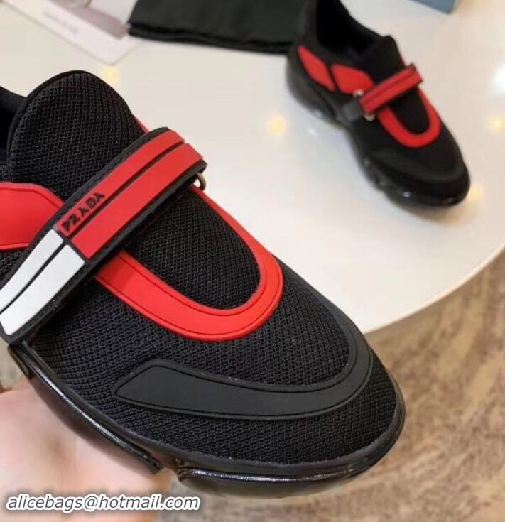 Elegant Prada Hook and Loop Fastener Strap Cloudbust Sneakers 709028 Black/Red 2019