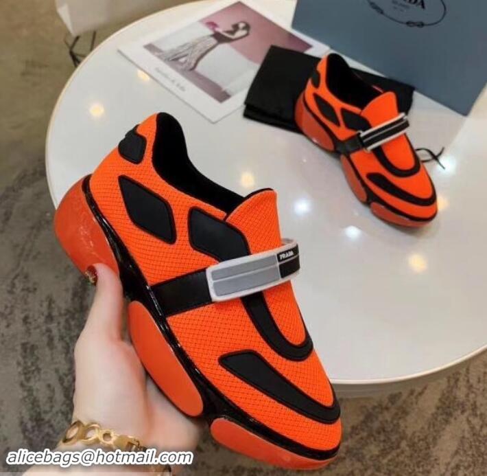 New Style Prada Hook and Loop Fastener Strap Cloudbust Sneakers 709028 Orange 2019