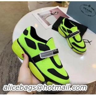 Sumptuous Prada Hook and Loop Fastener Strap Cloudbust Sneakers 709028 Fluo Green 2019