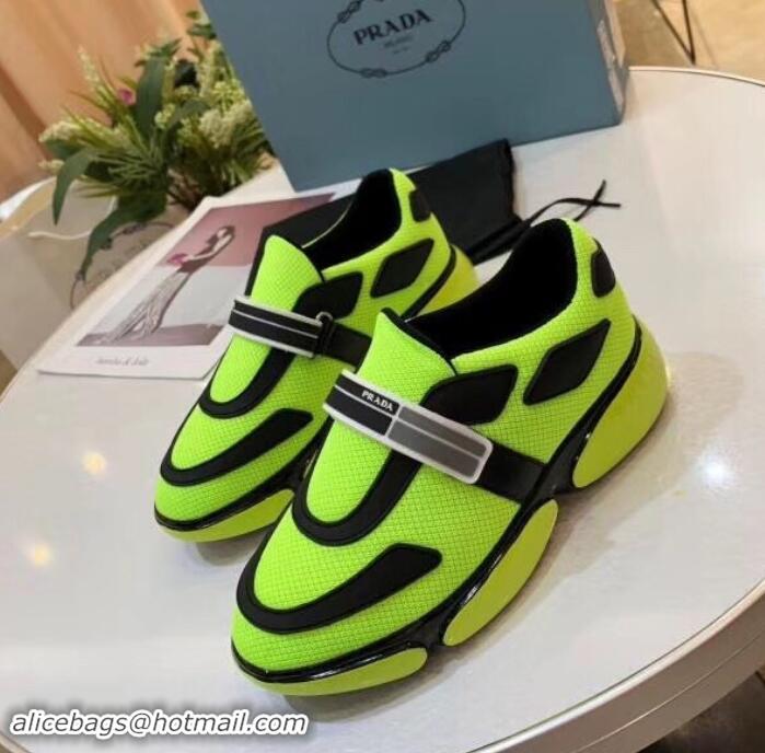 Sumptuous Prada Hook and Loop Fastener Strap Cloudbust Sneakers 709028 Fluo Green 2019