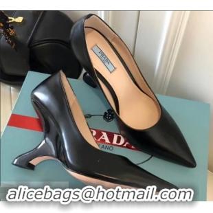 Perfect Prada Angled Heel 9cm Leather Pumps 709035 Black 2019