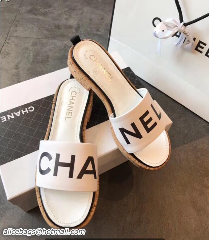 Unique Grade Chanel Lambskin Logo Mules Slipper Sandals G34876