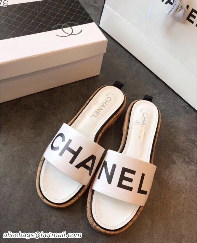 Unique Grade Chanel Lambskin Logo Mules Slipper Sandals G34876