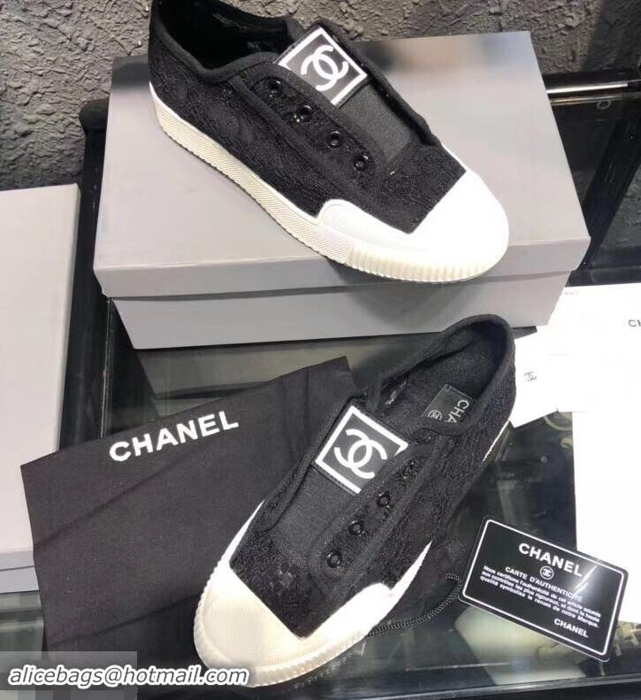 Best Price Chanel Vintage CC Logo Sneakers Lace S701011 Black 2019 