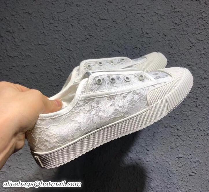 Good Product Chanel Vintage CC Logo Sneakers Lace 701011 White 2019 