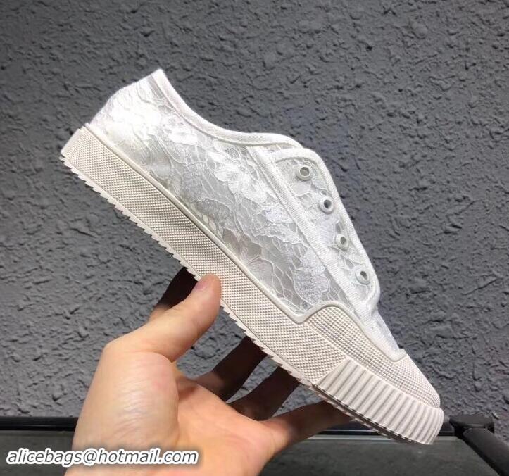 Good Product Chanel Vintage CC Logo Sneakers Lace 701011 White 2019 