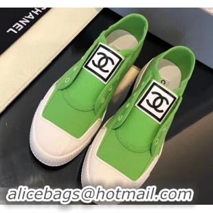 Best Design Chanel Vintage CC Logo Sneakers S701012 Green 2019 