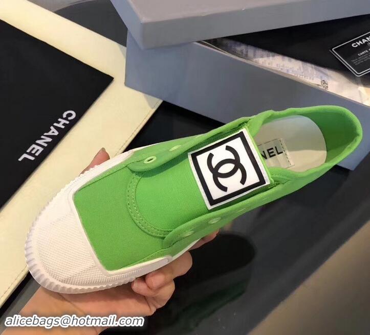 Best Design Chanel Vintage CC Logo Sneakers S701012 Green 2019 