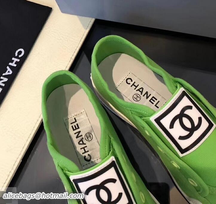 Best Design Chanel Vintage CC Logo Sneakers S701012 Green 2019 