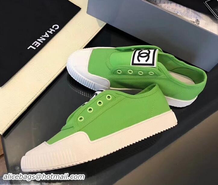 Best Design Chanel Vintage CC Logo Sneakers S701012 Green 2019 