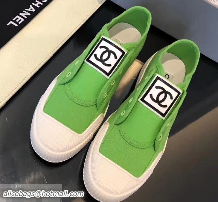 Best Design Chanel Vintage CC Logo Sneakers S701012 Green 2019 