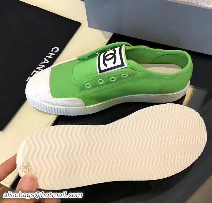 Best Design Chanel Vintage CC Logo Sneakers S701012 Green 2019 