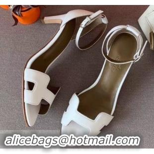 Promotional Hermes Heel 6cm Premiere Sandals Leather H701015 White 2019