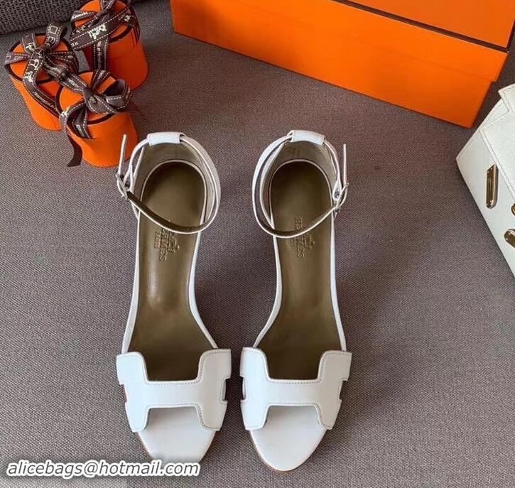 Promotional Hermes Heel 6cm Premiere Sandals Leather H701015 White 2019