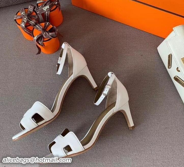 Promotional Hermes Heel 6cm Premiere Sandals Leather H701015 White 2019