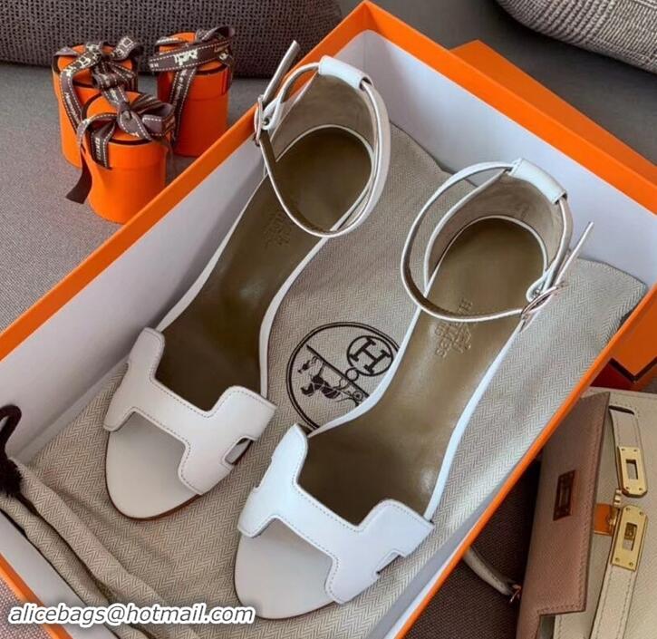 Promotional Hermes Heel 6cm Premiere Sandals Leather H701015 White 2019