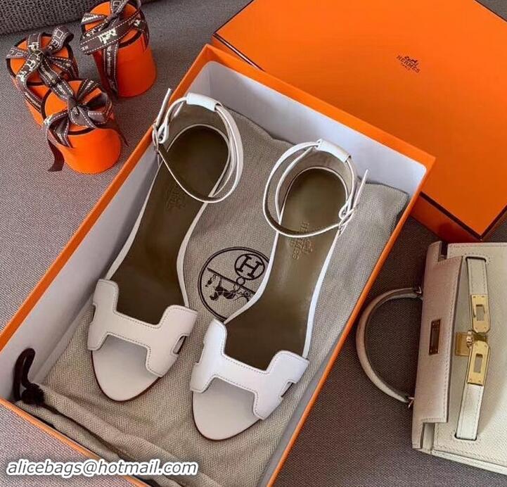 Promotional Hermes Heel 6cm Premiere Sandals Leather H701015 White 2019