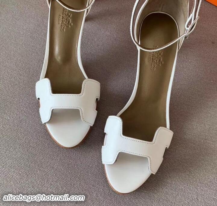 Promotional Hermes Heel 6cm Premiere Sandals Leather H701015 White 2019