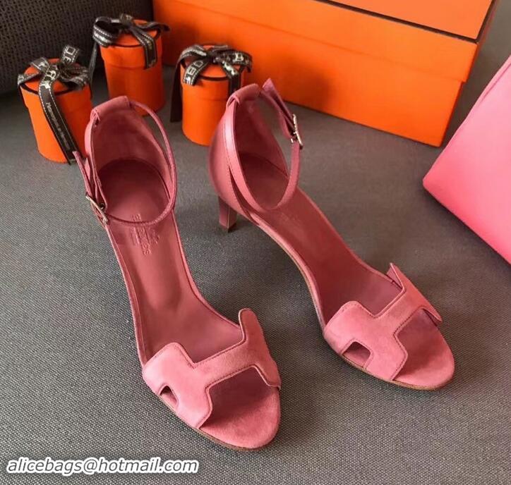 Promotion Hermes Heel 6cm Premiere Sandals Leather H701016 Suede Pink 2019