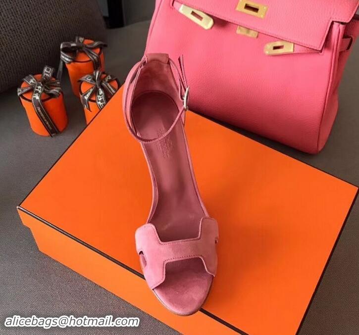 Promotion Hermes Heel 6cm Premiere Sandals Leather H701016 Suede Pink 2019