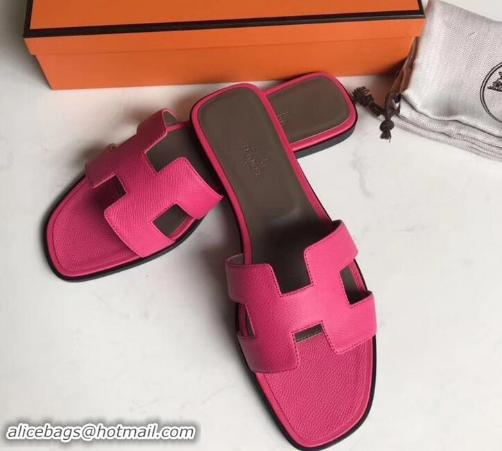 Classic Practical Hermes Oran Flat slippers in epsom leather H701020 rosy/brown