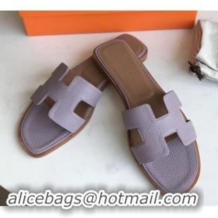 Good Quality Hermes Oran Flat Slipper Sandals in Togo Leather H701030 Lavender