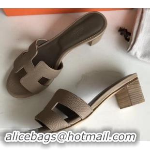 Purchase Hermes Heel 5cm Oasis Slipper Sandals in Togo Leather H701031 Camel