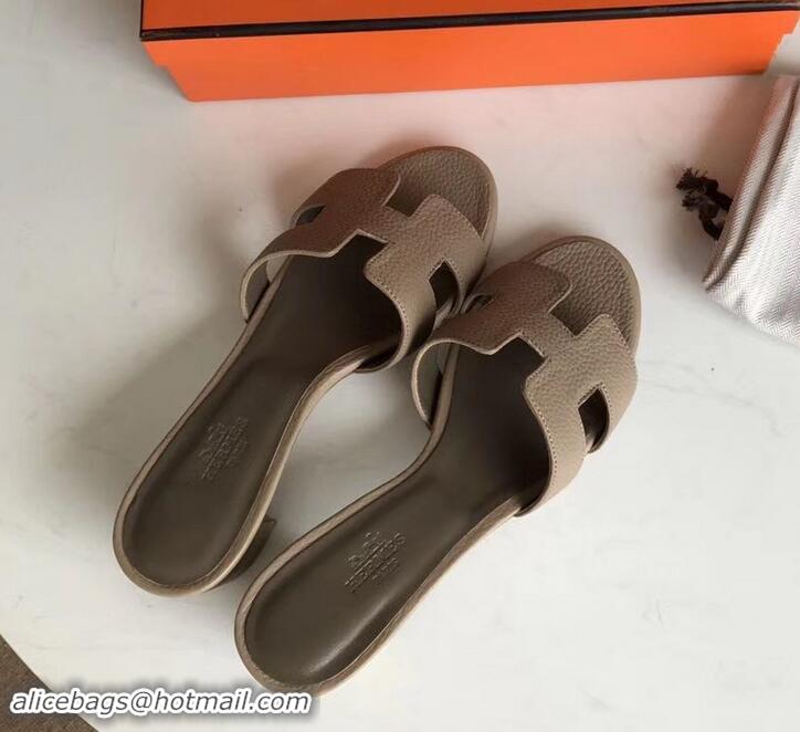 Purchase Hermes Heel 5cm Oasis Slipper Sandals in Togo Leather H701031 Camel