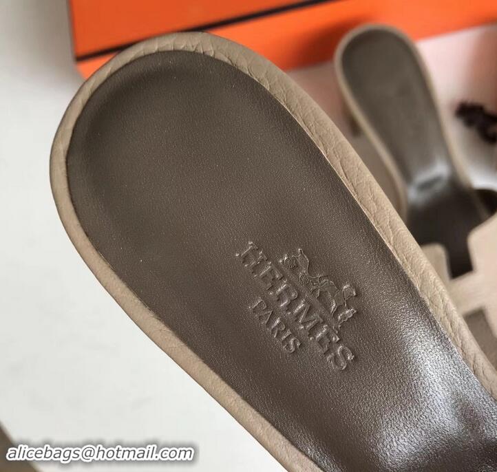 Purchase Hermes Heel 5cm Oasis Slipper Sandals in Togo Leather H701031 Camel