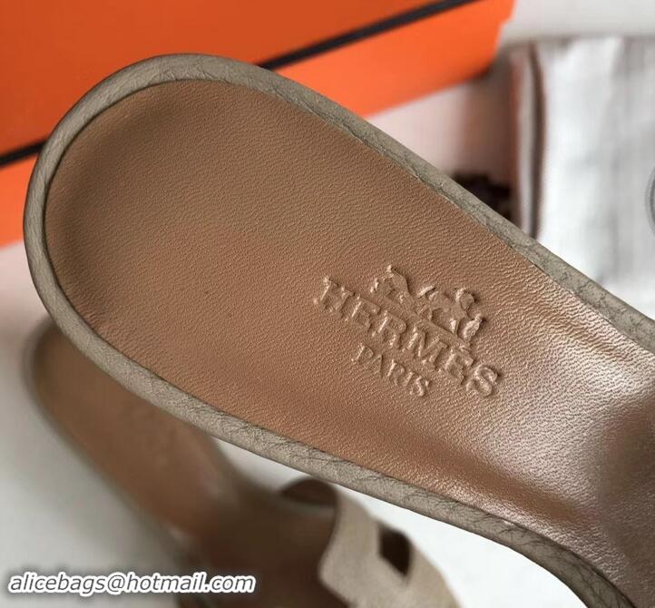 Perfect Hermes Heel 5cm Oasis Slipper Sandals in Togo Leather H701031 Camel/Brown