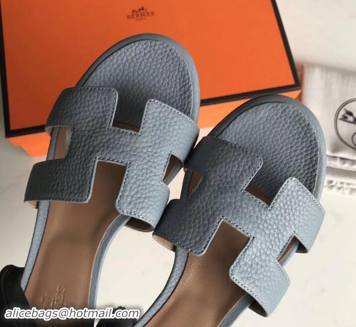 Best Price Hermes Heel 5cm Oasis Slipper Sandals in Togo Leather H701031 Baby Blue